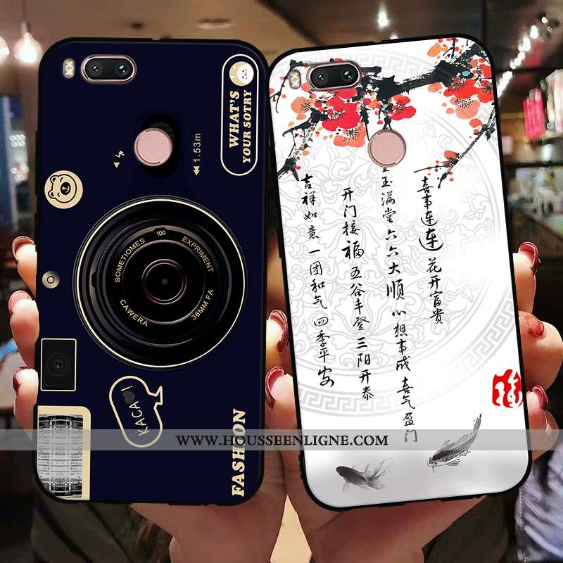Étui Xiaomi Mi A1 Silicone Protection Coque Délavé En Daim Incassable Bleu Petit