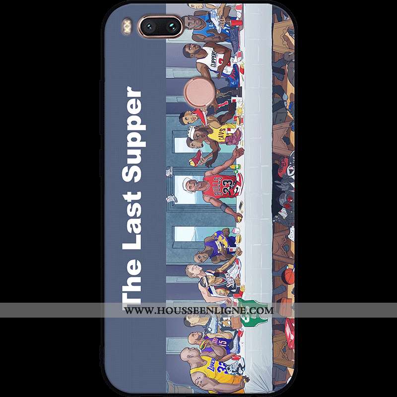 Étui Xiaomi Mi A1 Silicone Protection Coque Délavé En Daim Incassable Bleu Petit