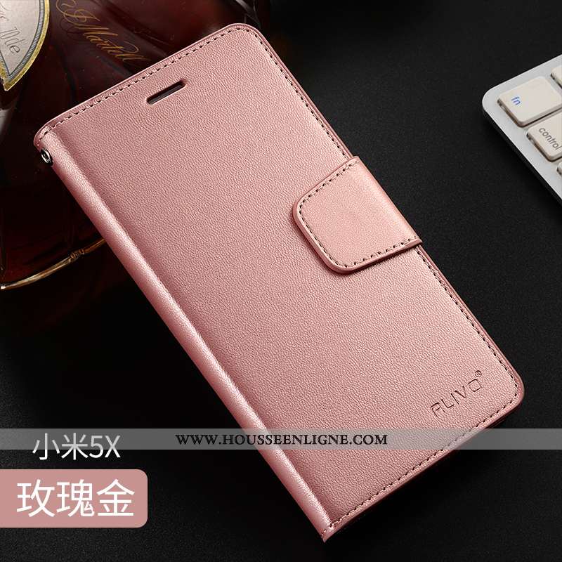 Étui Xiaomi Mi A1 Ultra Légère Fluide Doux Protection Rose Cuir Incassable