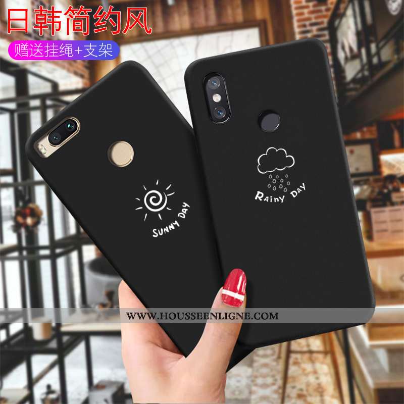 Étui Xiaomi Mi A2 Créatif Dessin Animé Noir Modèle Simple Tendance Téléphone Portable