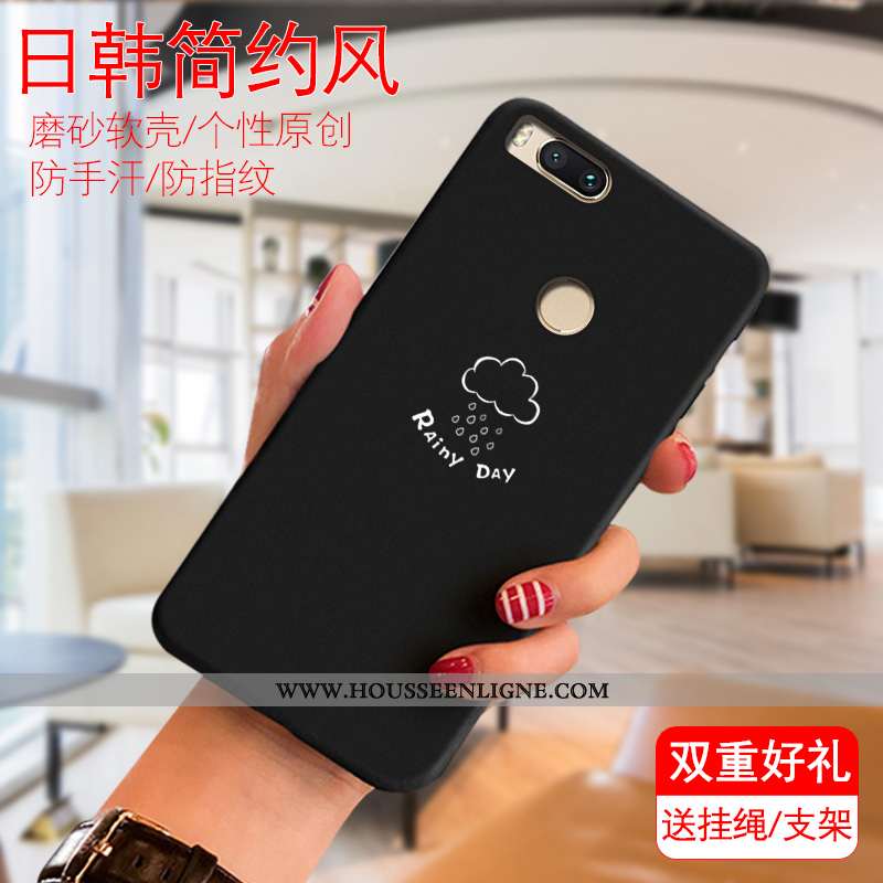 Étui Xiaomi Mi A2 Créatif Dessin Animé Noir Modèle Simple Tendance Téléphone Portable