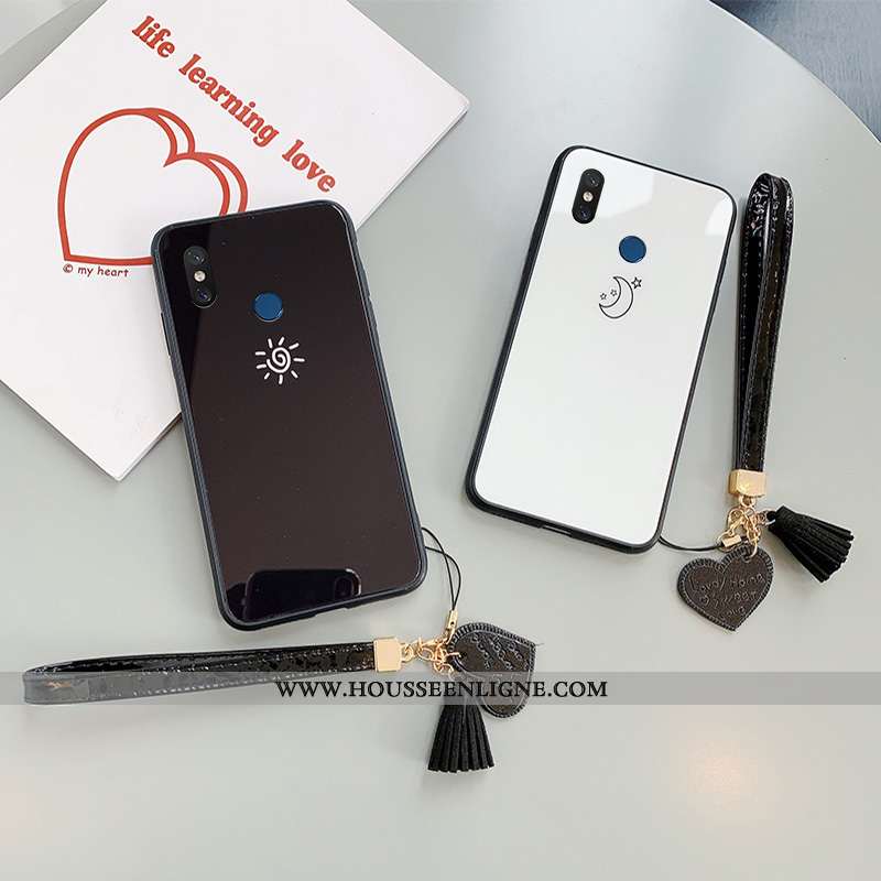 Étui Xiaomi Mi A2 Créatif Fluide Doux Brillant Verre Blanc Amoureux Blanche