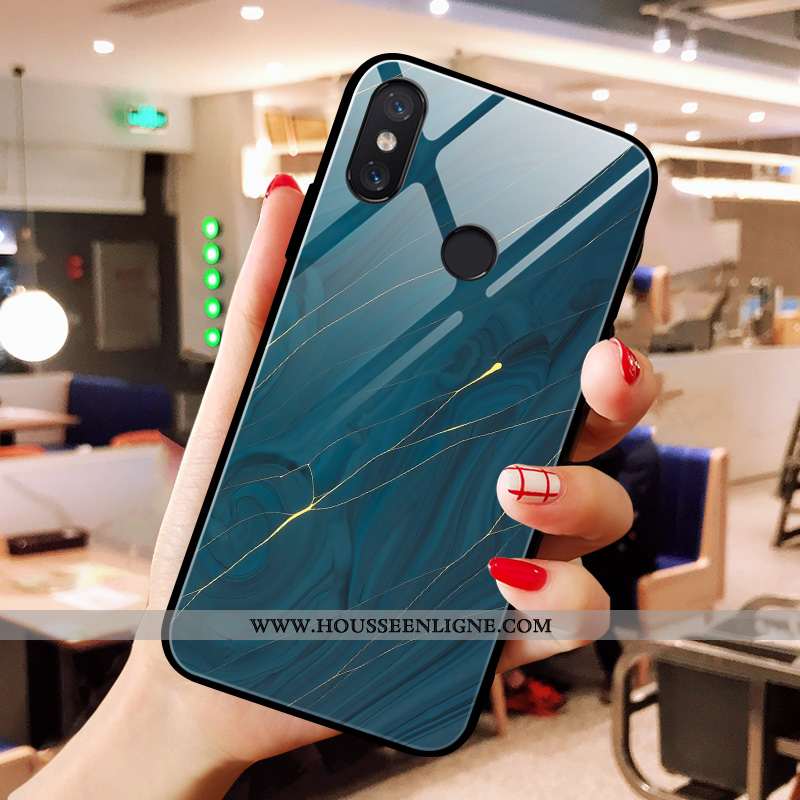 Étui Xiaomi Mi A2 Modèle Fleurie Verre Vent Simple Rouge Petit Coque Bleu