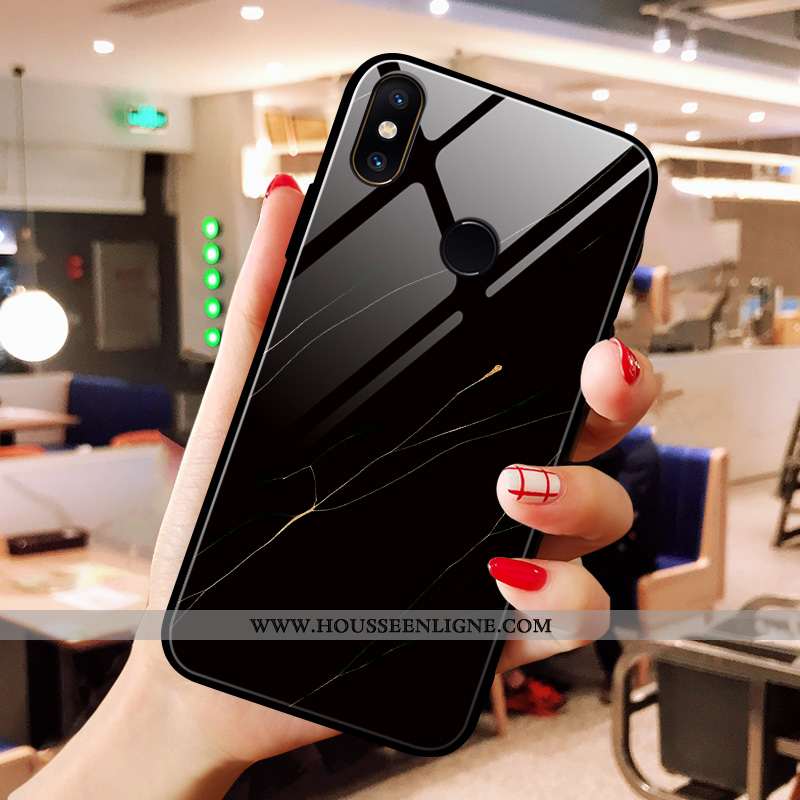 Étui Xiaomi Mi A2 Modèle Fleurie Verre Vent Simple Rouge Petit Coque Bleu