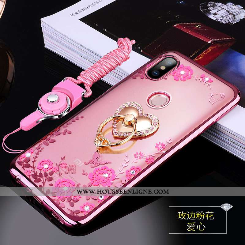 Étui Xiaomi Mi A2 Tendance Légère Rose Strass Fluide Doux Ornements Suspendus