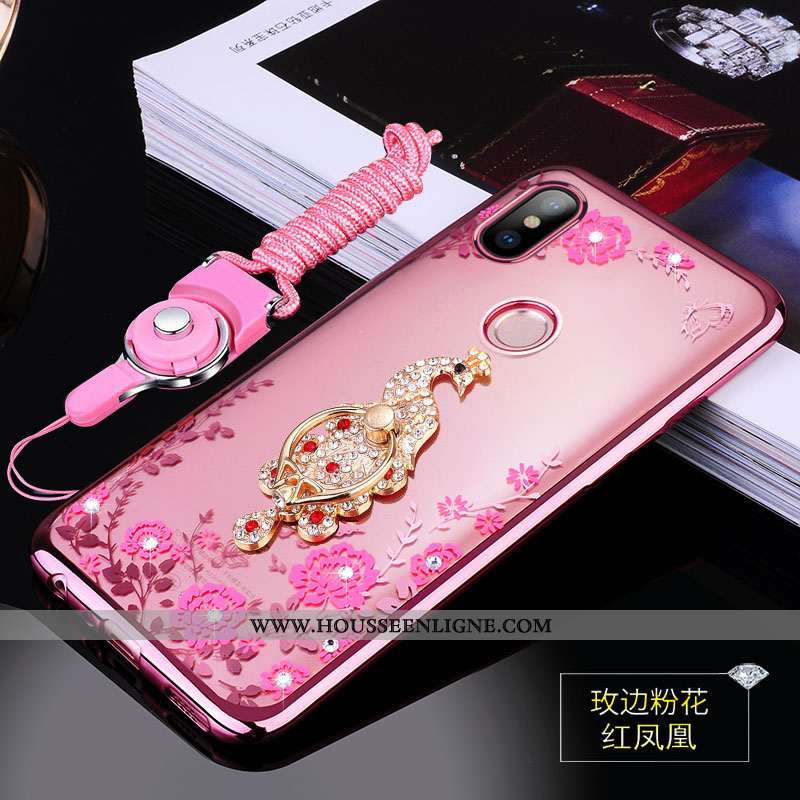 Étui Xiaomi Mi A2 Tendance Légère Rose Strass Fluide Doux Ornements Suspendus