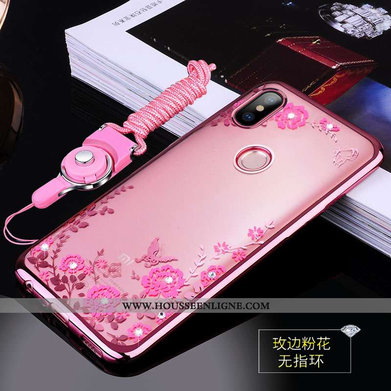 Étui Xiaomi Mi A2 Tendance Légère Rose Strass Fluide Doux Ornements Suspendus