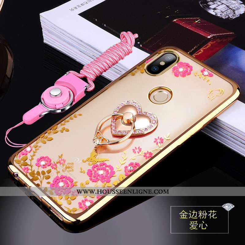 Étui Xiaomi Mi A2 Tendance Légère Rose Strass Fluide Doux Ornements Suspendus