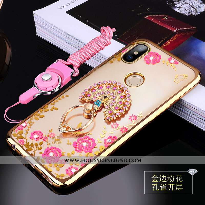 Étui Xiaomi Mi A2 Tendance Légère Rose Strass Fluide Doux Ornements Suspendus