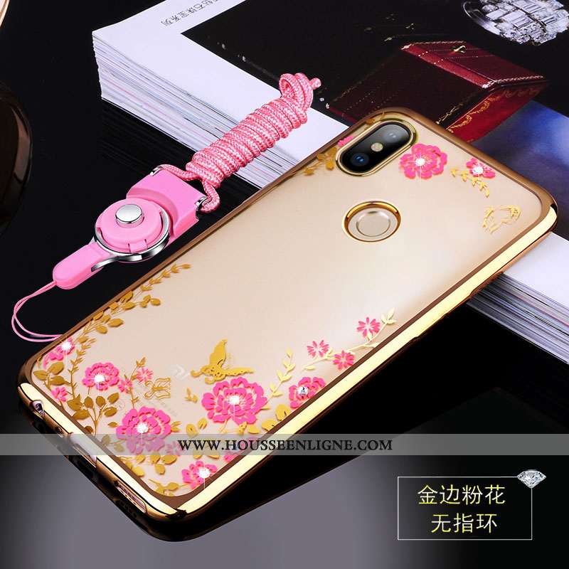 Étui Xiaomi Mi A2 Tendance Légère Rose Strass Fluide Doux Ornements Suspendus