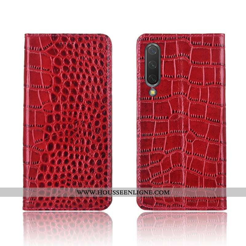 Étui Xiaomi Mi A3 Cuir Véritable Cuir Crocodile Téléphone Portable Fluide Doux Marron Coque