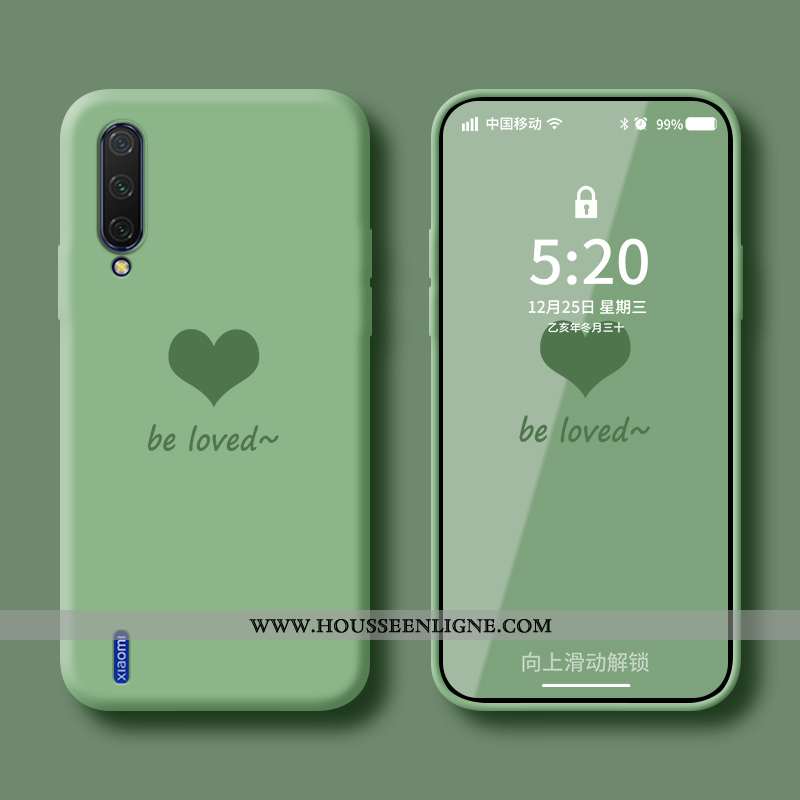Étui Xiaomi Mi A3 Fluide Doux Silicone Amoureux Vent Nouveau Protection Verte