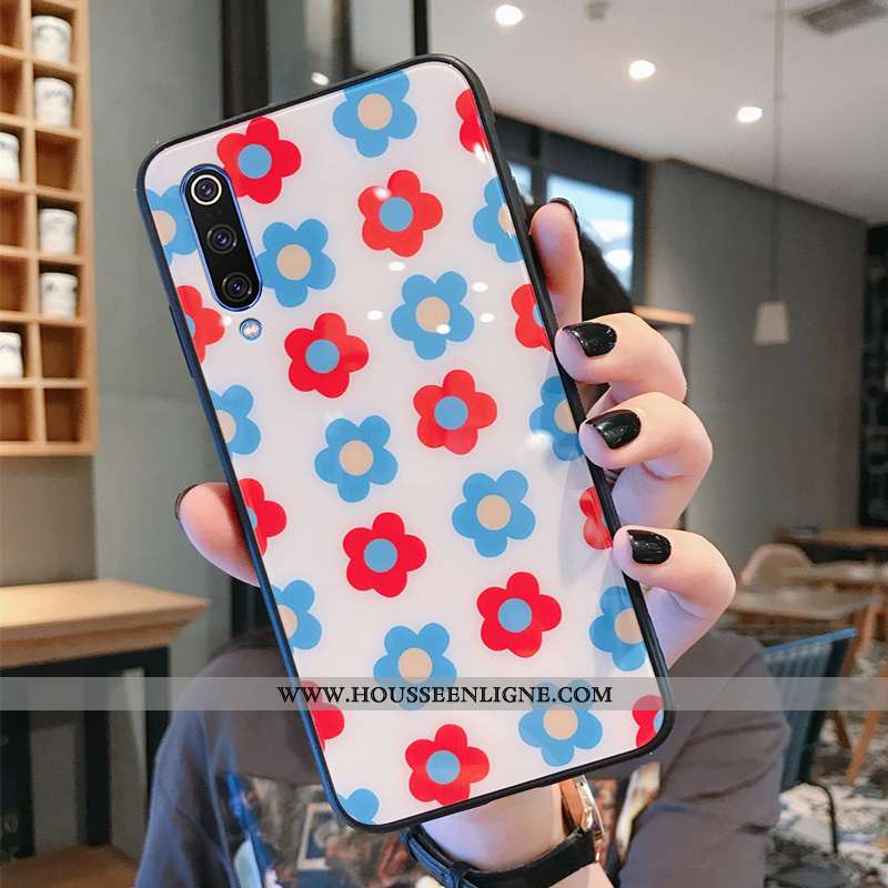 Étui Xiaomi Mi A3 Fluide Doux Silicone Fleurs Protection Noir Luxe Verre