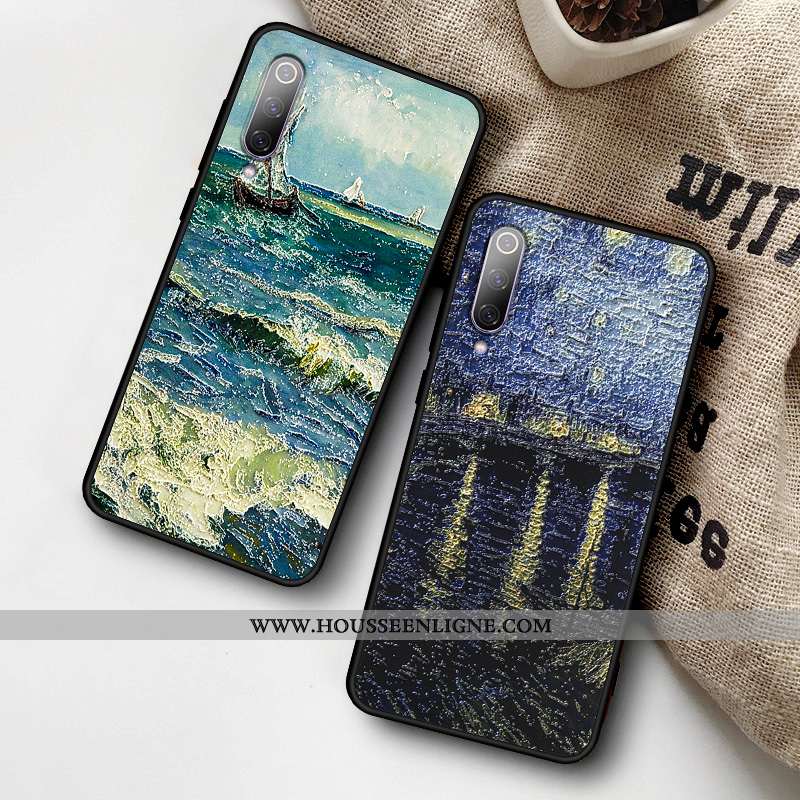 Étui Xiaomi Mi A3 Fluide Doux Silicone Modèle Personnalisé Gaufrage Protection Tout Compris Bleu