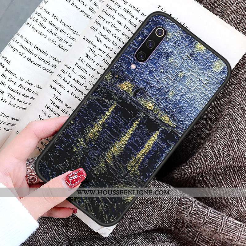 Étui Xiaomi Mi A3 Fluide Doux Silicone Modèle Personnalisé Gaufrage Protection Tout Compris Bleu