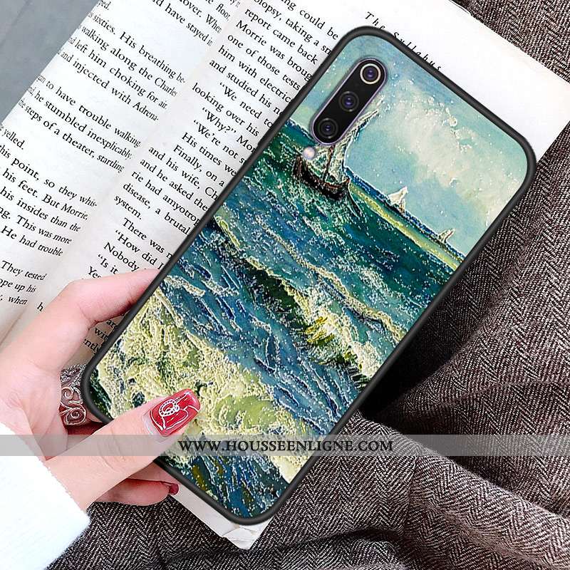Étui Xiaomi Mi A3 Fluide Doux Silicone Modèle Personnalisé Gaufrage Protection Tout Compris Bleu