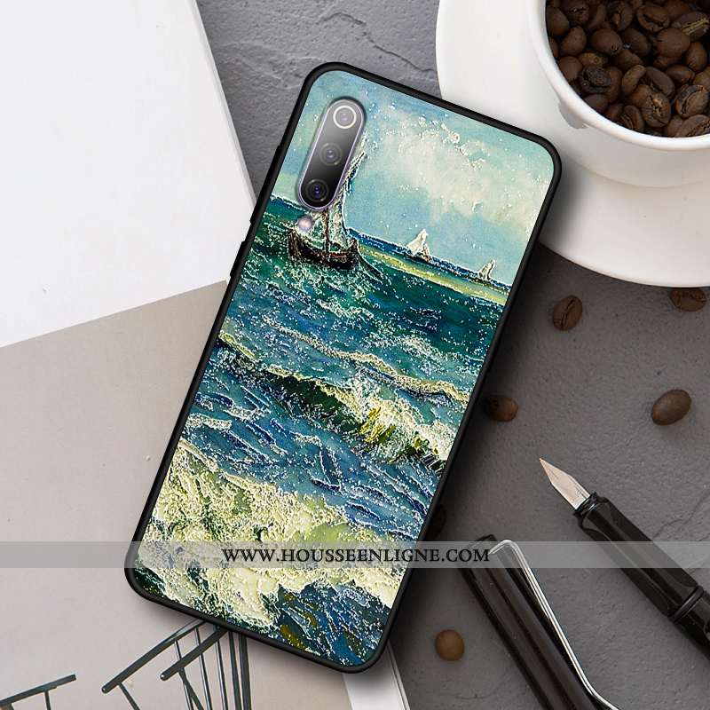 Étui Xiaomi Mi A3 Fluide Doux Silicone Modèle Personnalisé Gaufrage Protection Tout Compris Bleu