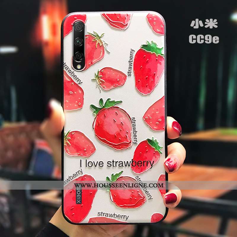 Étui Xiaomi Mi A3 Légère Fluide Doux Silicone Délavé En Daim Créatif Dimensionnel Rouge