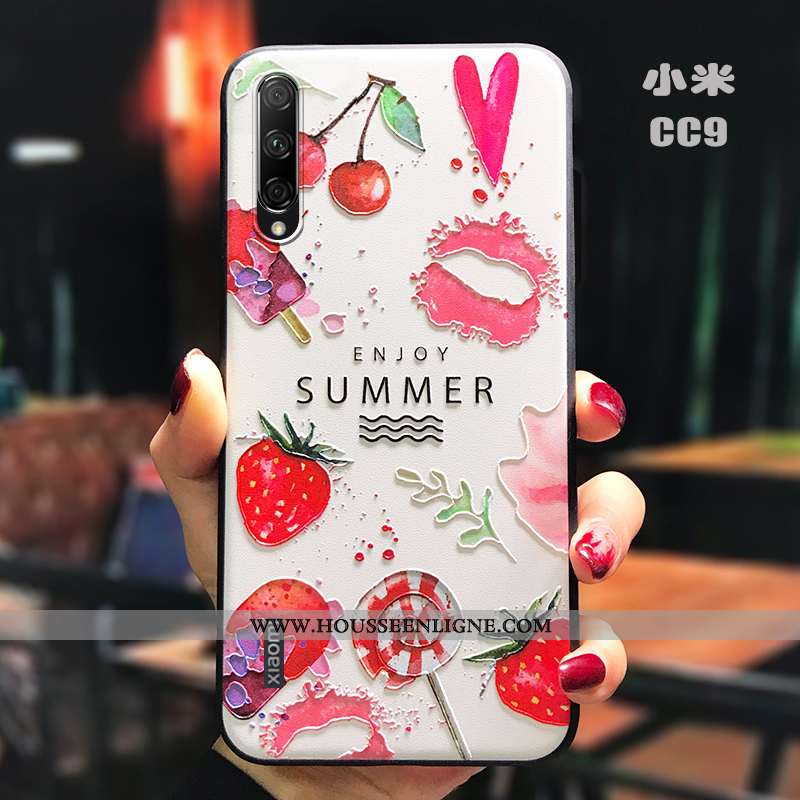Étui Xiaomi Mi A3 Légère Fluide Doux Silicone Délavé En Daim Créatif Dimensionnel Rouge