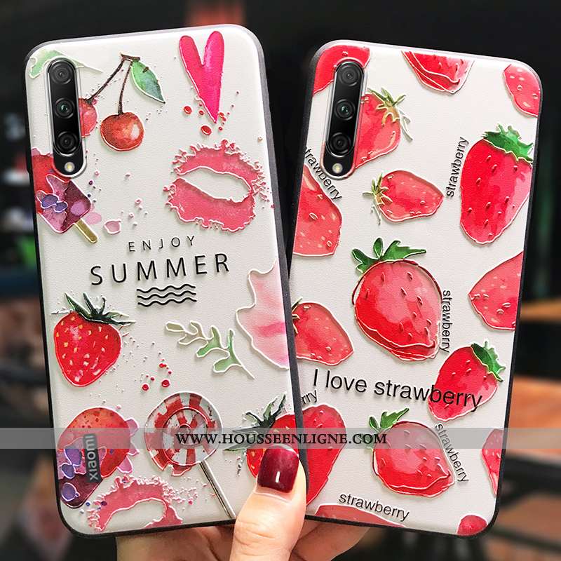 Étui Xiaomi Mi A3 Légère Fluide Doux Silicone Délavé En Daim Créatif Dimensionnel Rouge