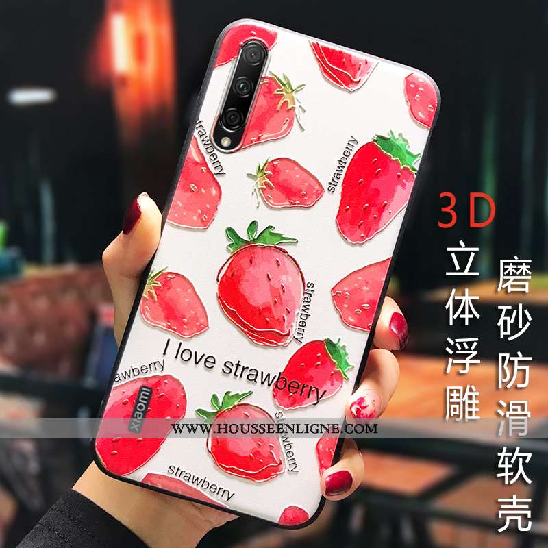 Étui Xiaomi Mi A3 Légère Fluide Doux Silicone Délavé En Daim Créatif Dimensionnel Rouge