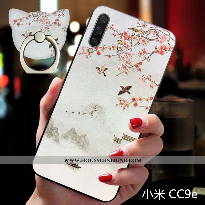 Étui Xiaomi Mi A3 Ornements Suspendus Gaufrage Petit Vintage Vent Rose Net Rouge