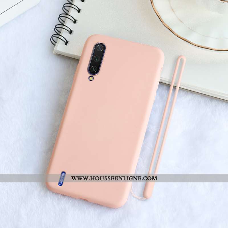 Étui Xiaomi Mi A3 Silicone Protection Délavé En Daim Incassable Ornements Suspendus Simple Noir