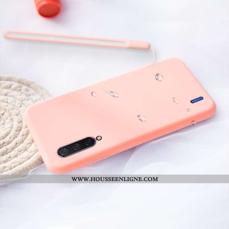 Étui Xiaomi Mi A3 Silicone Protection Délavé En Daim Incassable Ornements Suspendus Simple Noir