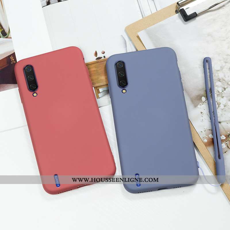 Étui Xiaomi Mi A3 Silicone Protection Délavé En Daim Incassable Ornements Suspendus Simple Noir