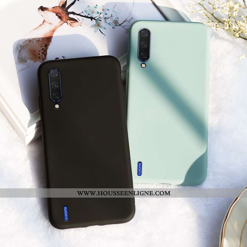 Étui Xiaomi Mi A3 Silicone Protection Délavé En Daim Incassable Ornements Suspendus Simple Noir