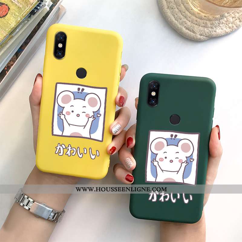 Étui Xiaomi Mi Max 3 Charmant Tendance Rat Dessin Animé Silicone Petit Fluide Doux Verte