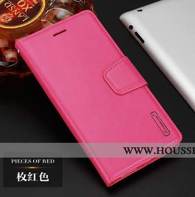 Étui Xiaomi Mi Max 3 Cuir Véritable Cuir Rouge Petit Business Incassable Coque Rose