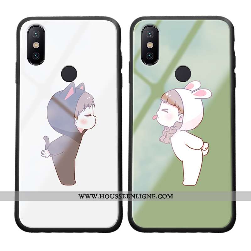 Étui Xiaomi Mi Max 3 Dessin Animé Charmant Incassable Protection Amoureux Verre Tout Compris Verte