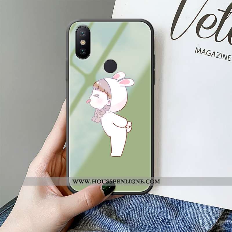 Étui Xiaomi Mi Max 3 Dessin Animé Charmant Incassable Protection Amoureux Verre Tout Compris Verte
