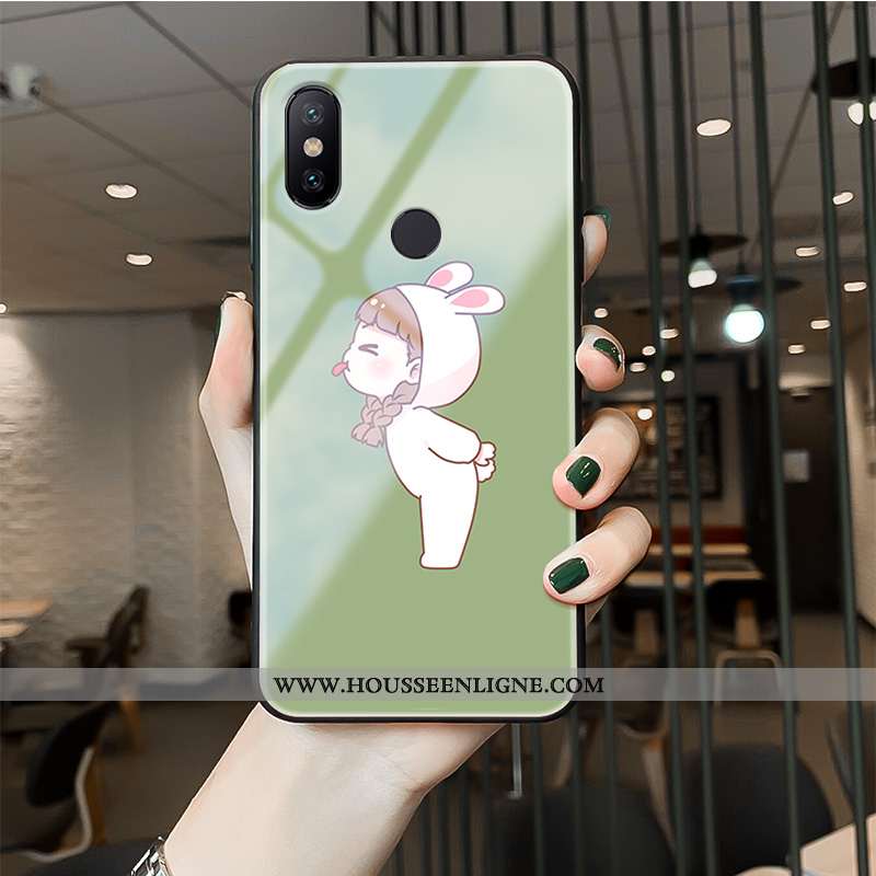 Étui Xiaomi Mi Max 3 Dessin Animé Charmant Incassable Protection Amoureux Verre Tout Compris Verte