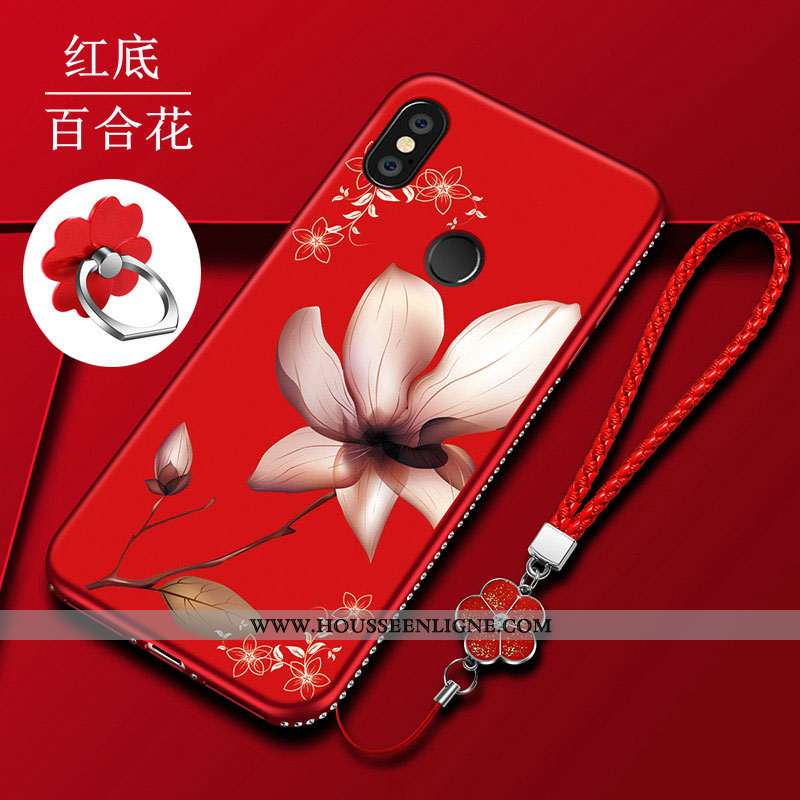 Étui Xiaomi Mi Max 3 Délavé En Daim Fluide Doux Coque Rouge Silicone Petit Téléphone Portable