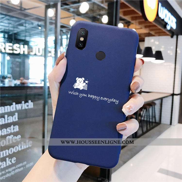 Étui Xiaomi Mi Max 3 Fluide Doux Silicone Mode Délavé En Daim Personnalité Rouge Bleu Marin Bleu Fon