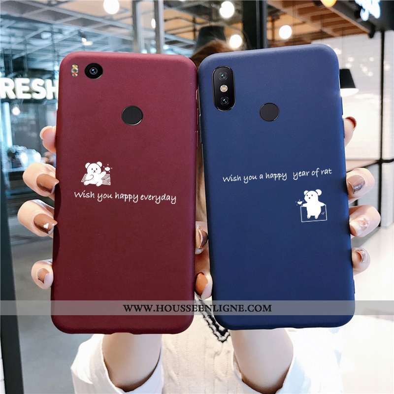 Étui Xiaomi Mi Max 3 Fluide Doux Silicone Mode Délavé En Daim Personnalité Rouge Bleu Marin Bleu Fon