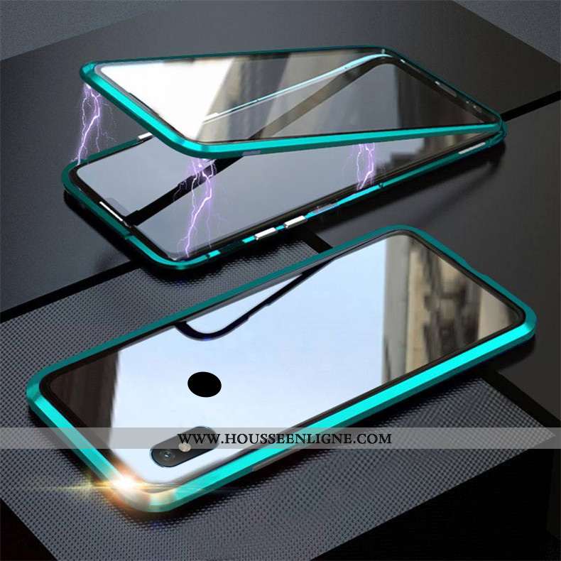 Étui Xiaomi Mi Max 3 Mode Verre Net Rouge Difficile Petit Téléphone Portable Reversible Verte