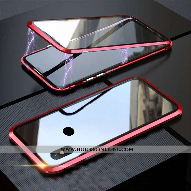 Étui Xiaomi Mi Max 3 Mode Verre Net Rouge Difficile Petit Téléphone Portable Reversible Verte