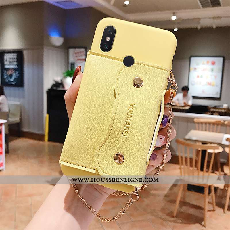 Étui Xiaomi Mi Max 3 Portefeuille Fluide Doux Petit Protection Incassable Net Rouge Coque Jaune