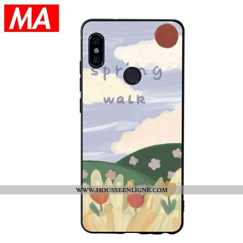 Étui Xiaomi Mi Max 3 Tendance Silicone Bleu Téléphone Portable Petit Simple Peinture