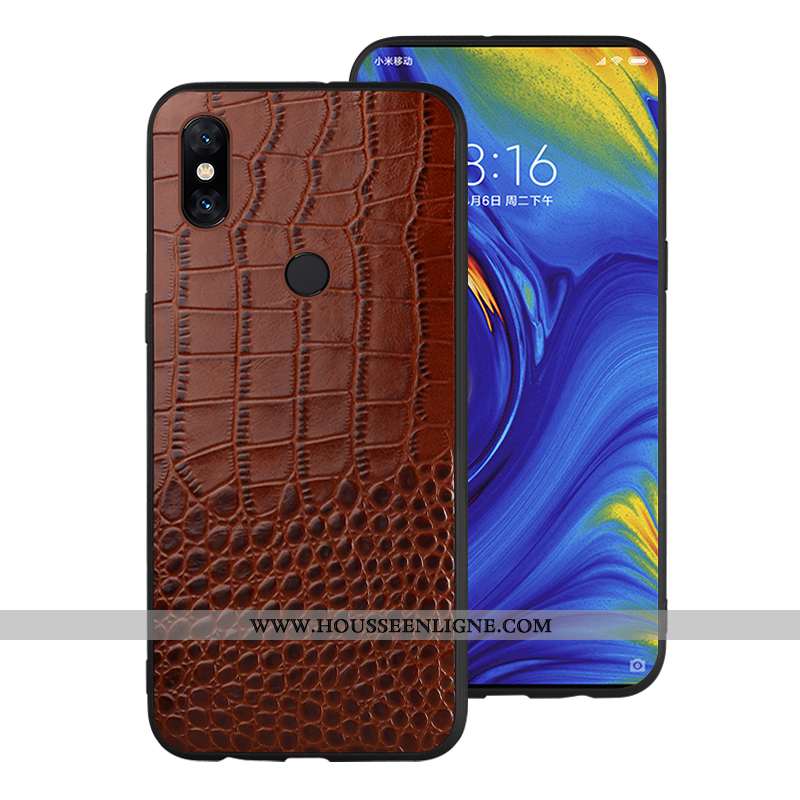 Étui Xiaomi Mi Mix 2s Créatif Cuir Véritable Petit Coque Crocodile Modèle Fleurie Marron