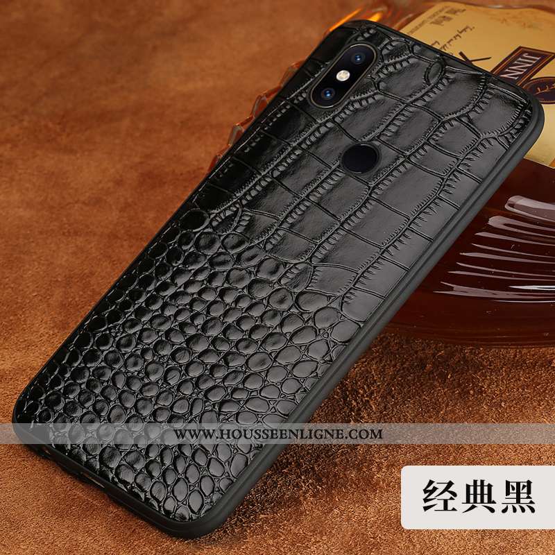 Étui Xiaomi Mi Mix 2s Créatif Cuir Véritable Petit Coque Crocodile Modèle Fleurie Marron