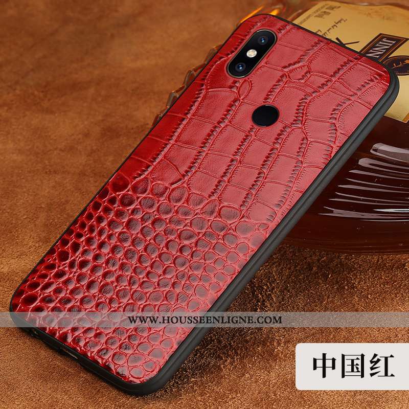 Étui Xiaomi Mi Mix 2s Créatif Cuir Véritable Petit Coque Crocodile Modèle Fleurie Marron