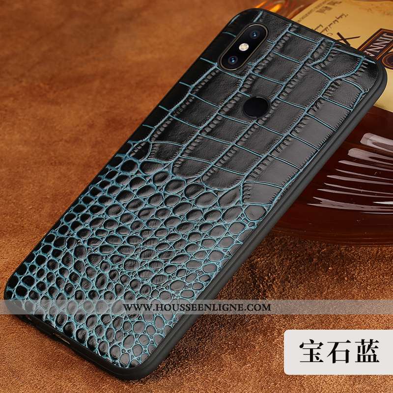 Étui Xiaomi Mi Mix 2s Créatif Cuir Véritable Petit Coque Crocodile Modèle Fleurie Marron