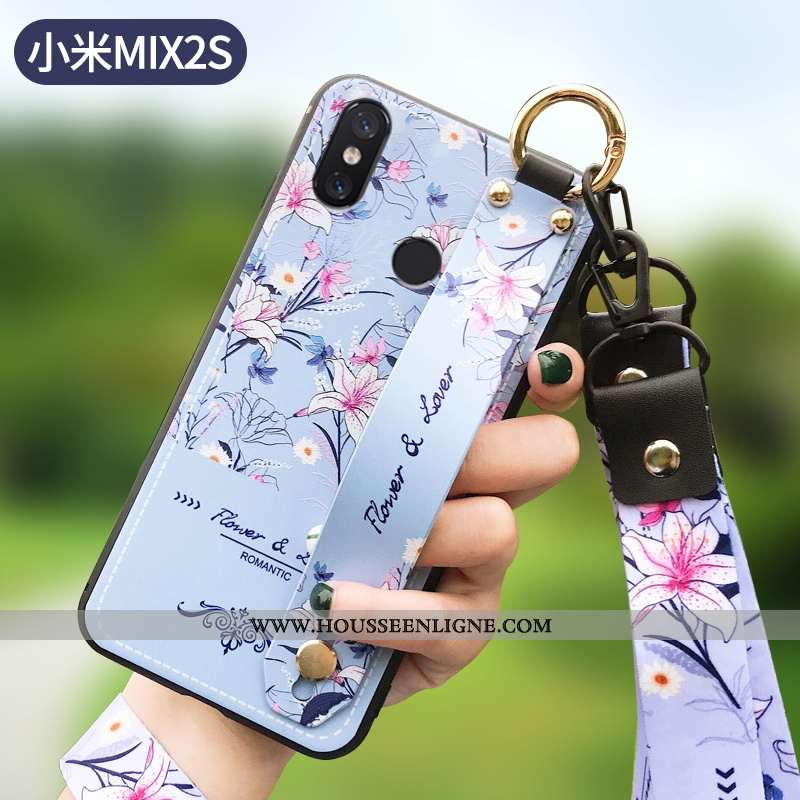 Étui Xiaomi Mi Mix 2s Mode Protection Silicone Net Rouge Légère Fleur Tout Compris Bleu