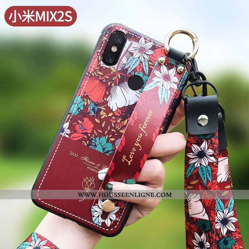 Étui Xiaomi Mi Mix 2s Mode Protection Silicone Net Rouge Légère Fleur Tout Compris Bleu