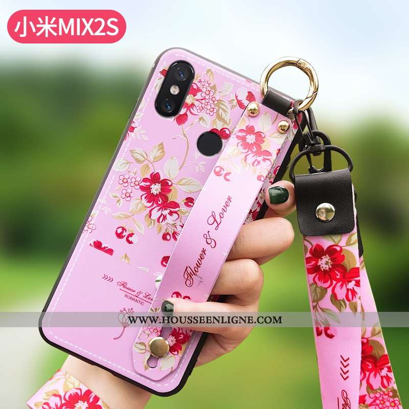 Étui Xiaomi Mi Mix 2s Mode Protection Silicone Net Rouge Légère Fleur Tout Compris Bleu