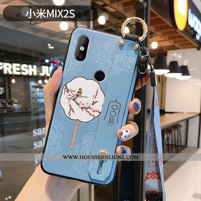 Étui Xiaomi Mi Mix 2s Vintage Ultra Net Rouge Ornements Suspendus Mode Silicone Bleu
